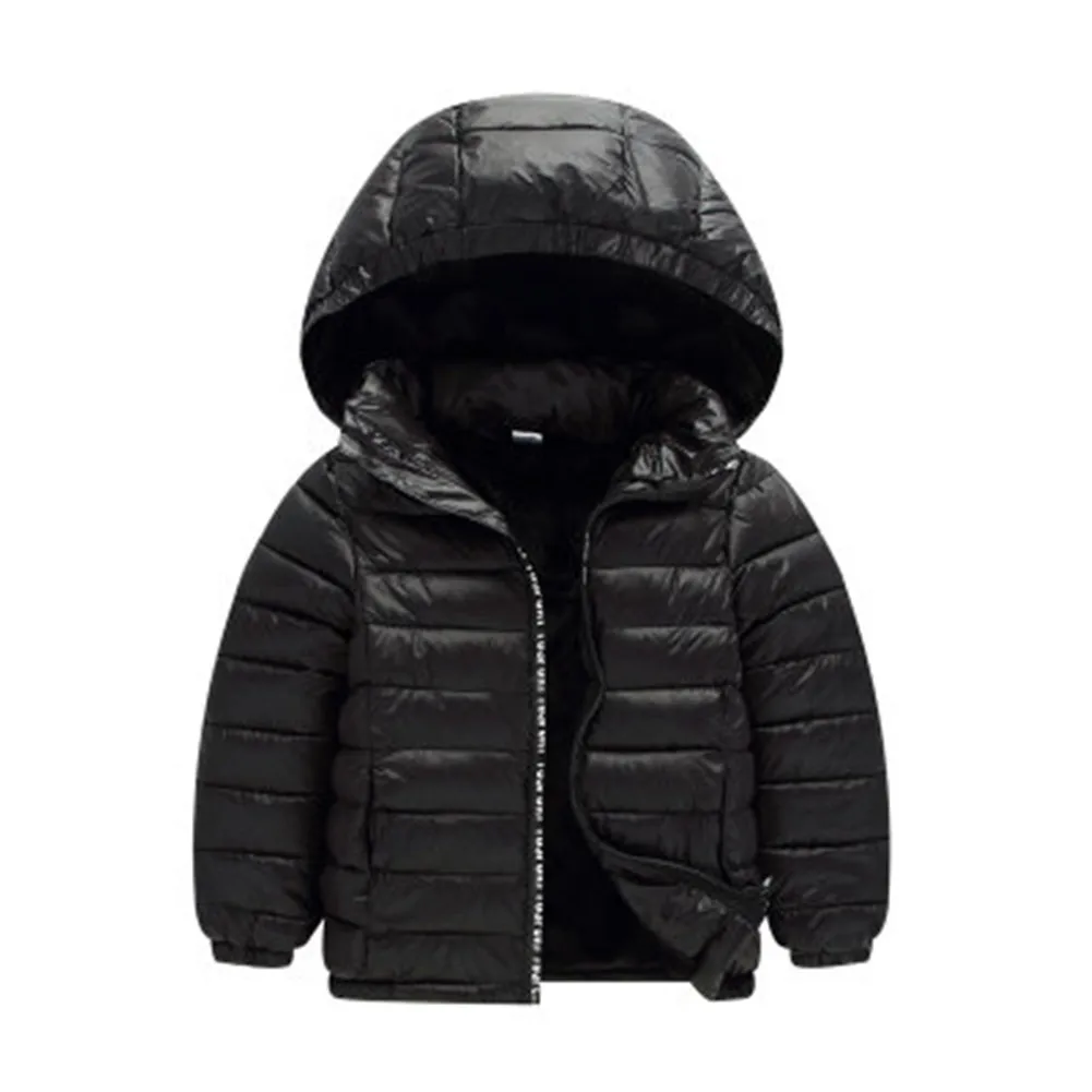 Новое легкое детское пуховое пальто с капюшоном для маленьких мальчиков и девочек, куртка, детская зимняя теплая хлопковая пуховая верхняя одежда