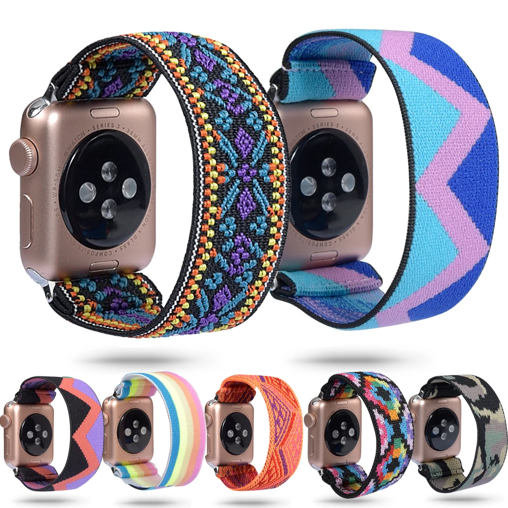 Обтянутая тканью Эластичный ремешок для наручных часов Apple Watch версии 5 4 38 мм/40 мм