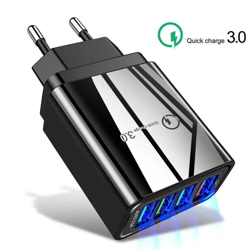 

Quick Charger 3.0 USB Charger for Samsung S10 S9 iPhone XS Max 7 8 Huawei P20 Tablet EU US Plug Adapte QC 3.0 Fast Wall Charger