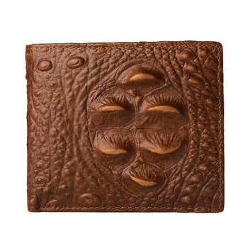 

JINBAOLAI Vintage Leather Men Wallet Crocodile Pattern Coin Purse Wallet Wallet Wallet Wallet Tide Brown
