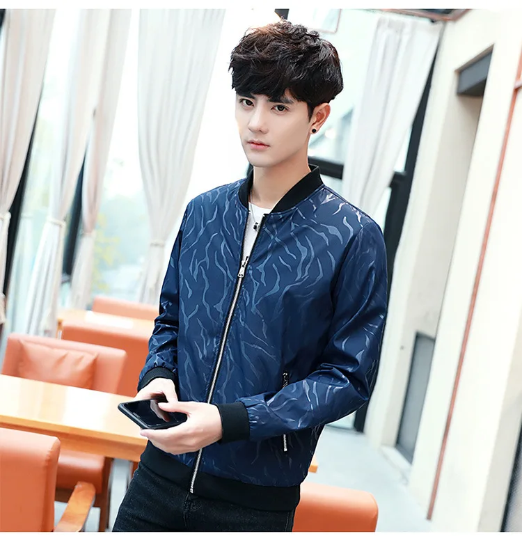 Spring And Autumn Men Jacket New Products Thin Trench Coat Young And Middle-aged Coat Men Slim Fit Casual Tops Men's Printe