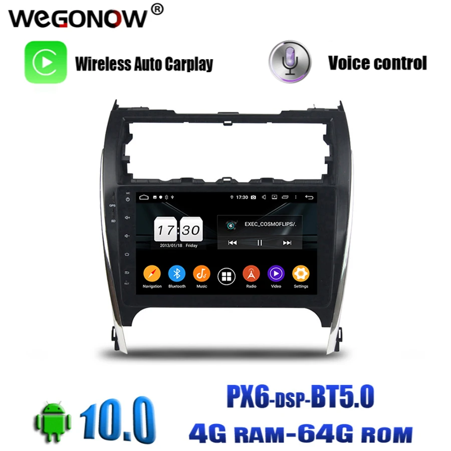 Автомобильный DVD плеер PX6 TDA7851 9 дюймов Android 10 0 4 Гб + 64 ГБ для Toyota CAMRY 2012 2017 США