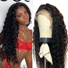 Малазийские 13x4 парики на шнурках спереди предварительно сорванные бразильские волосы Remy волна воды бесклеевая короткие человеческие волосы парики для черных женщин " 26 дюймов африканские женские парик с челкой фр