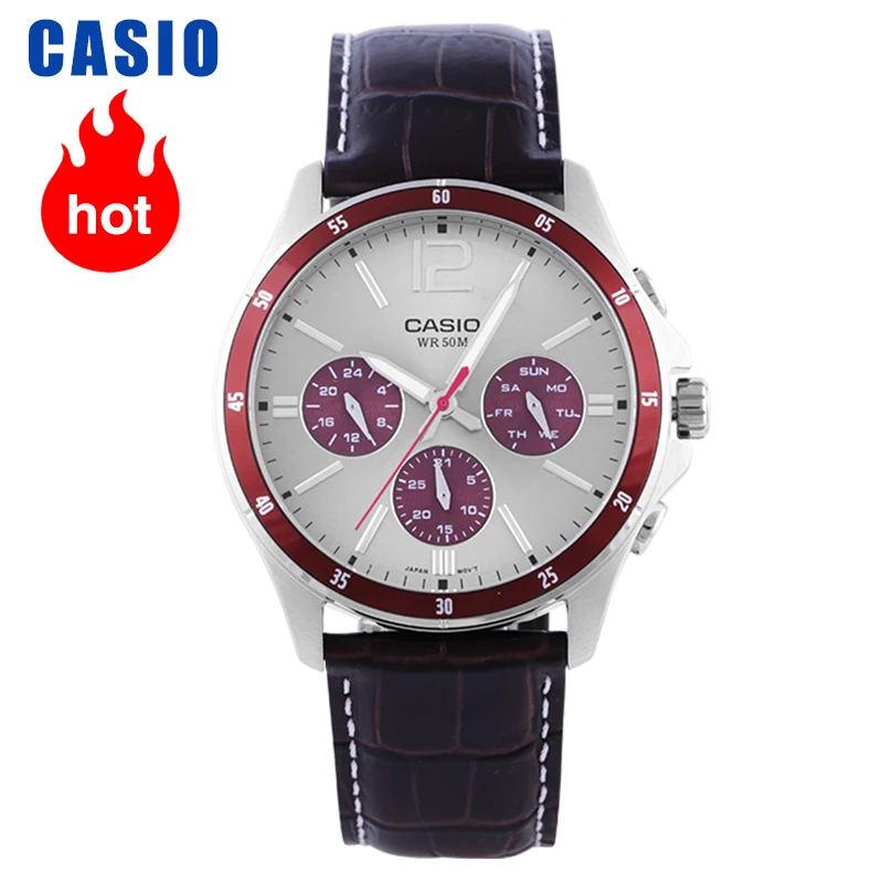 Кварцевые мужские часы Casio с указкой ремешком на руку для мужчин|Кварцевые часы| |