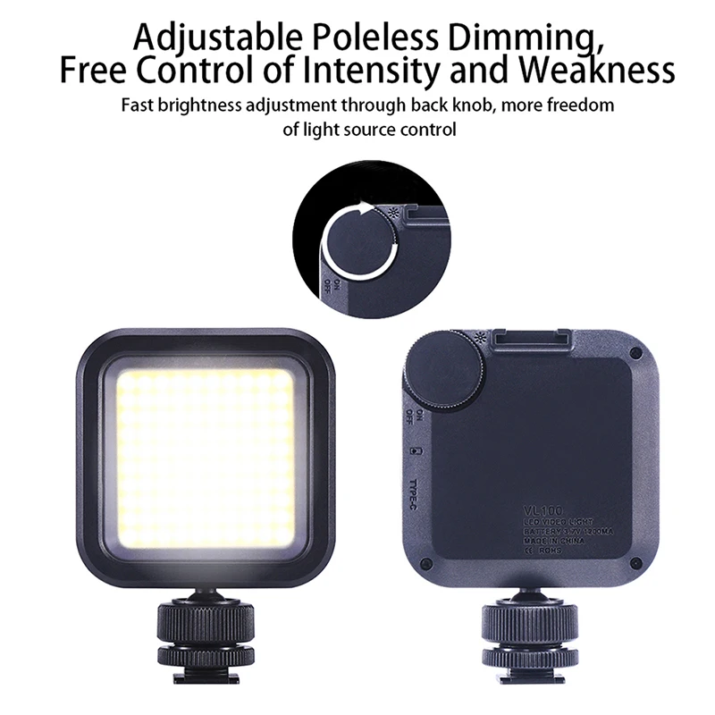 Mini lampe vidéo LED rechargeable VL100, 4.5W COB, Lumen élevé