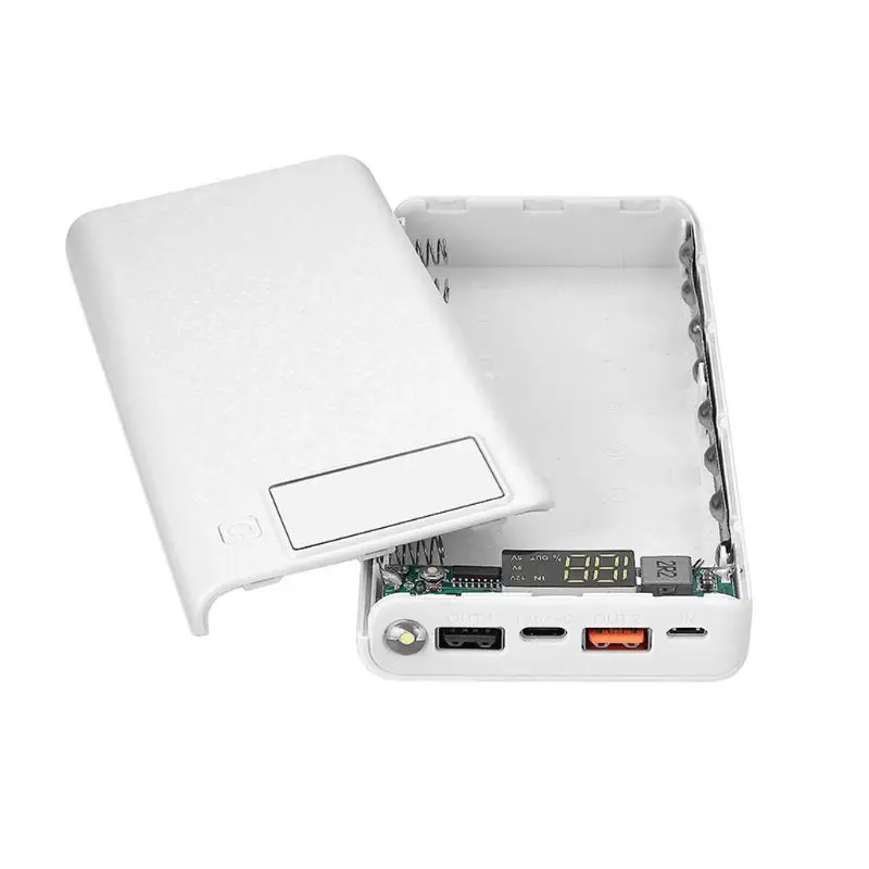 QC 3,0 Dual USB+ type C PD 8x18650 аккумулятор DIY power Bank Box светодиодный светильник быстрое зарядное устройство для iPhone samsung сотовый телефон планшет E65E