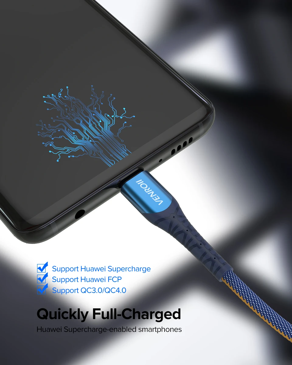 Venroii usb type C кабель для быстрой зарядки USBC 5A SuperCharge Kable для huawei mate 20 30 Pro Honor Quick Charge шнур для мобильного телефона