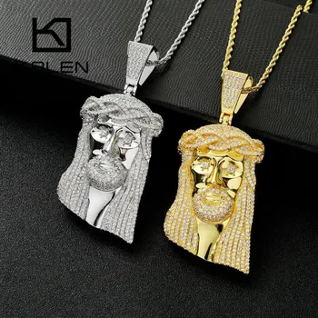 

KALEN Gold/ Arab Man Copper Portrait Charm Pendant For Men All Cubic Zirconia Stainless Steel Link Chain Necklaces Jewelry