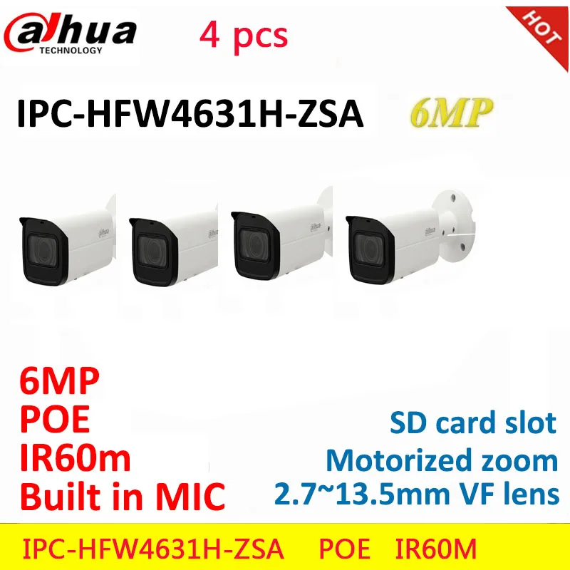 4 шт. Dahua 6MP IP bullet камера IPC-HFW4631H-ZSA заменить IPC-HFW4431R-Z со встроенным микрофоном слот для sd-карты PoE CCTV камера