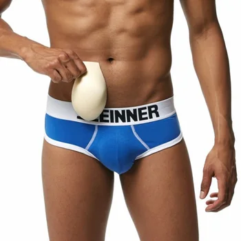 

Men Padded Underwears Briefs Sexy Gay Bulge Enhancing Removable Push Up Cup Underpants Buttocks Lifter Briefs