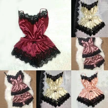 Модное сексуальное женское белье шелковое кружевное повседневное свободное однотонное Ночная рубашка без рукавов летняя модная женская одежда для сна удобная