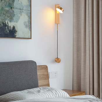 

Restaurant LED Wall Light Knob Switch Nordic Style Iron Art Hotel Modern Living Room Home Decor Sconces Rotation Dimming Balcony