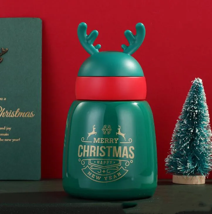 Green (300ml) Рождественский термос из нержавеющей стали, мужской, женский, для пар, студенческий портативный термос, кружка, праздничная подарочная бутылка - Цвет: Green (300ml)