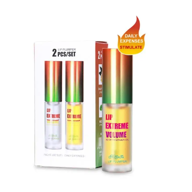2pcs set Объемный блеск для губ имбирь мята блеск для губ Увлажняющий Уход за губами масло для губ - Цвет: 2pcs set