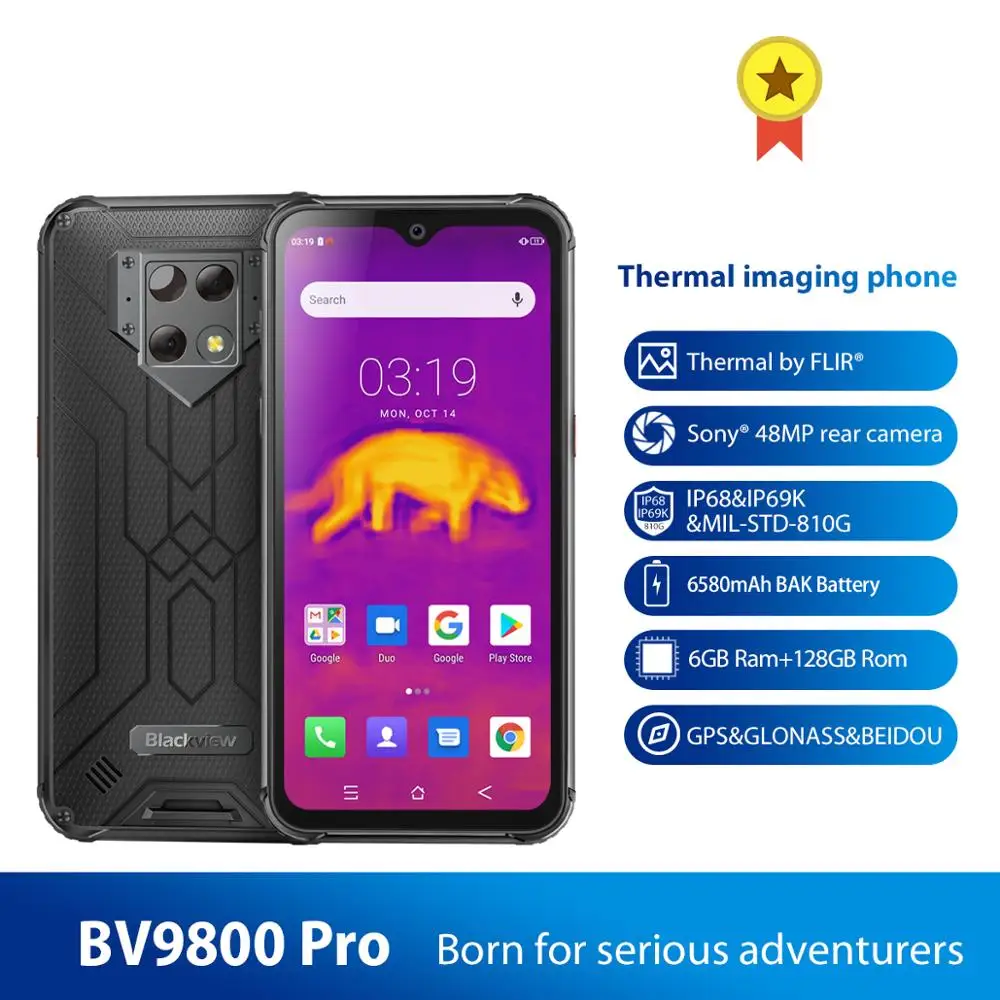Смартфон Blackview BV9800 Pro Global First с тепловизором 6 ГБ ОЗУ 128 Гб ПЗУ Helio P70 Android9.0 IP68