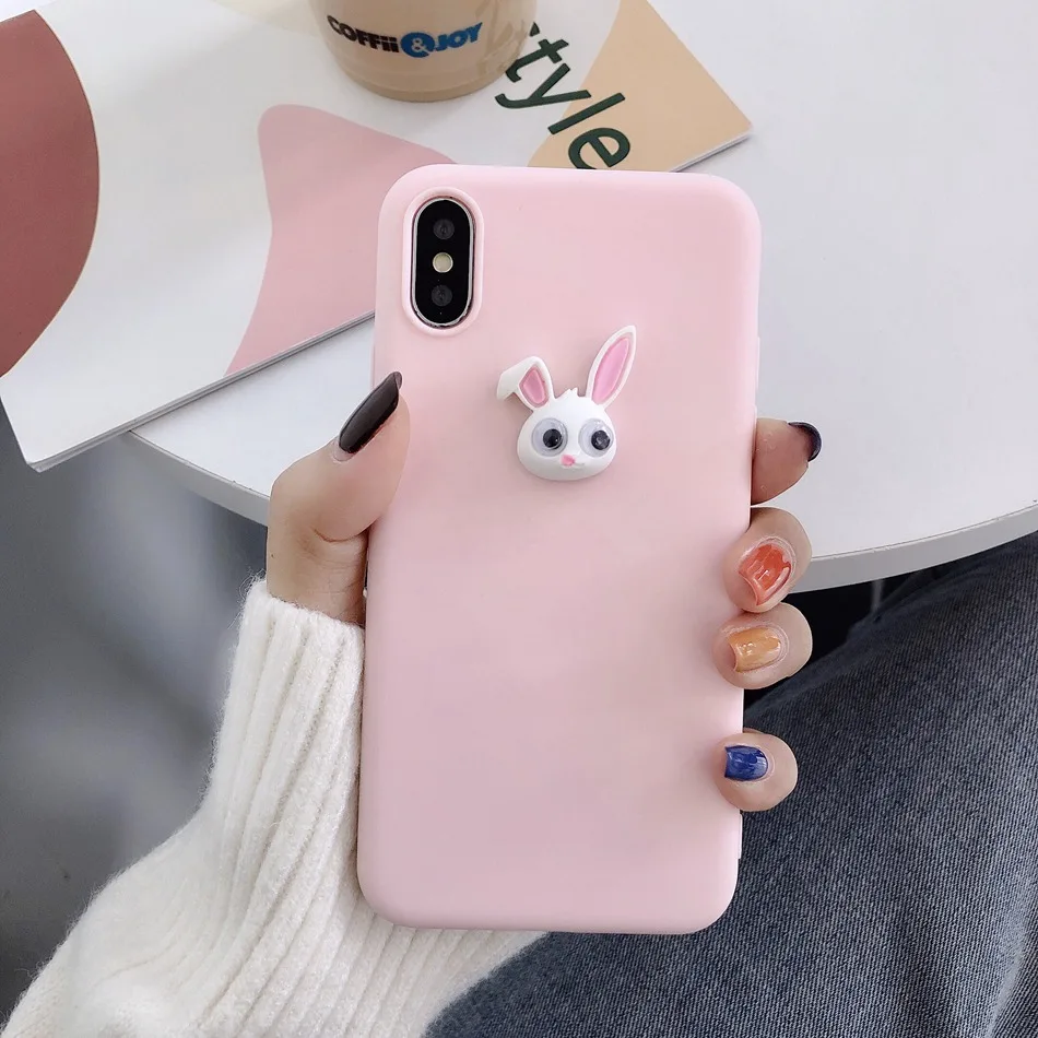 3D Cute Pig Dog Panda Bear DIY Case For Samsung A50 A70 A40 A20 A60 A80 Pizza Burger Cake Cover For Galaxy M10 M20 M30 Soft Case - Цвет: D3 Rabbit