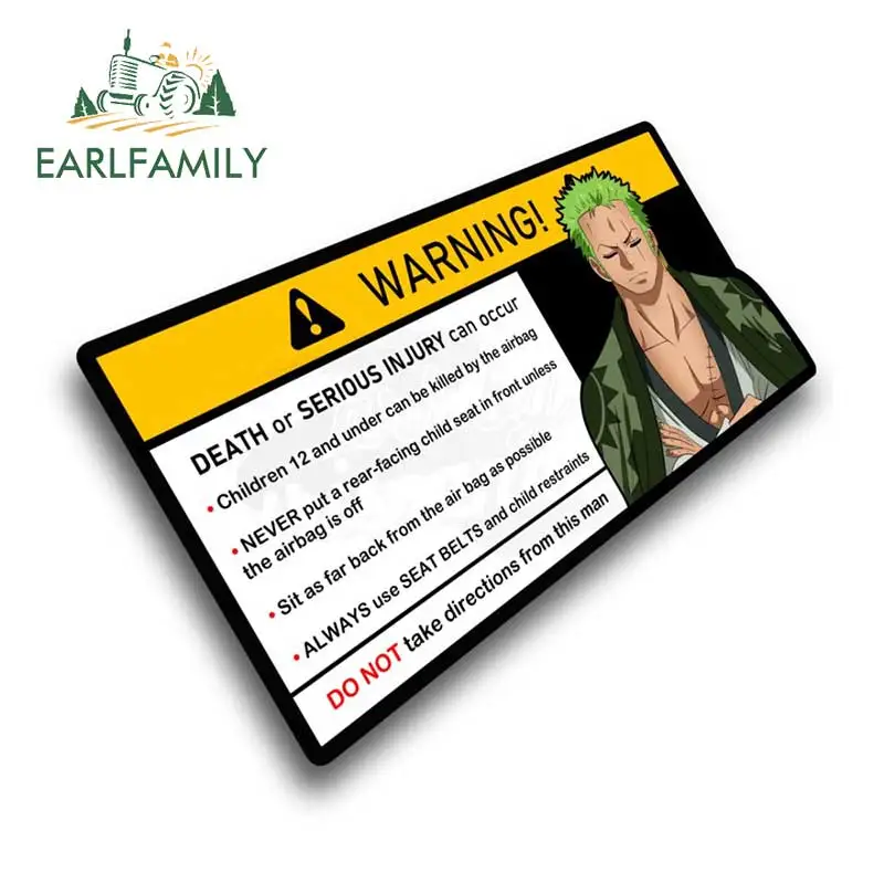 EARLFAMILY 13 см x 6 1 фотообои для Roronoa Zoro Предупреждение ждающие наклейки Мультяшные