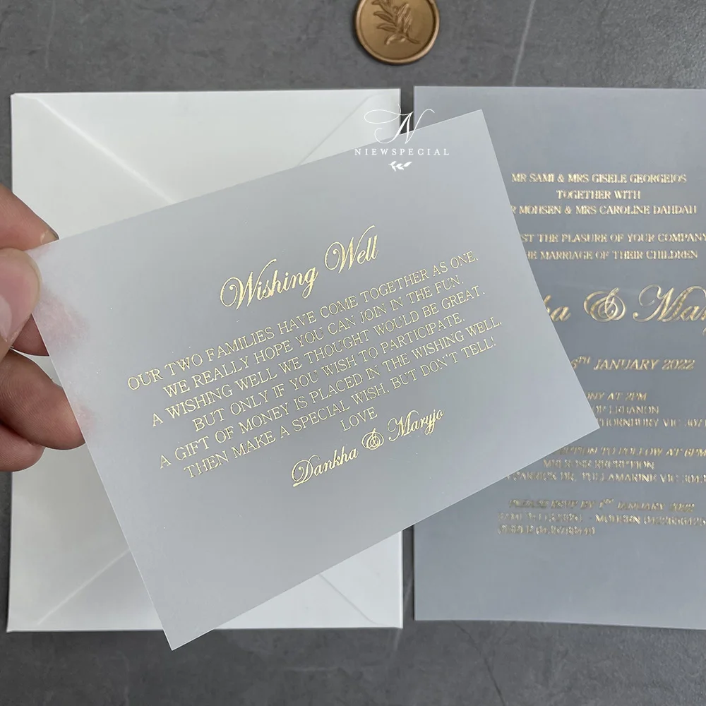 Invito a forma di pergamena in oro rosa, carta di nozze, stampa  personalizzata con Wishing Card e sigillo di cera - AliExpress