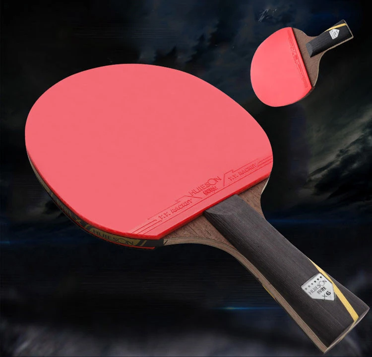 Huieson 2Pcs 6 Star Wenge Wood Carbon Fiber Table Tennis Rackets Set Powerful Ping Pong Bats with Big Bag (1)