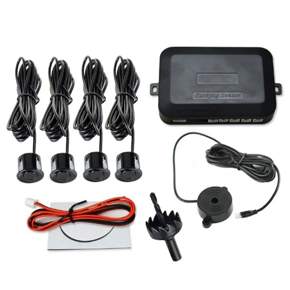 

12V Car Parking Sensor Kit Reverse Backup Radar Soun d Alert Indicator Probe System 4 Probe Beep Sensor Car Detector
