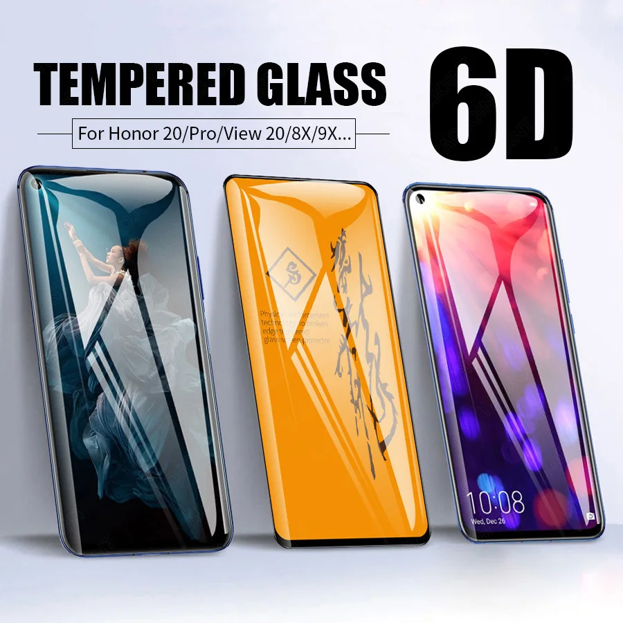 Закаленное стекло 6D с полным покрытием Защита экрана для Huawei Honor 30 20 Pro View 8X 9X 10i 20i 9