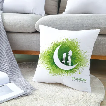 

Muslim Mosque Ramadan Pillow Cover Home Decoration Supplies Hot Selling Peach Skin Customized Cushion