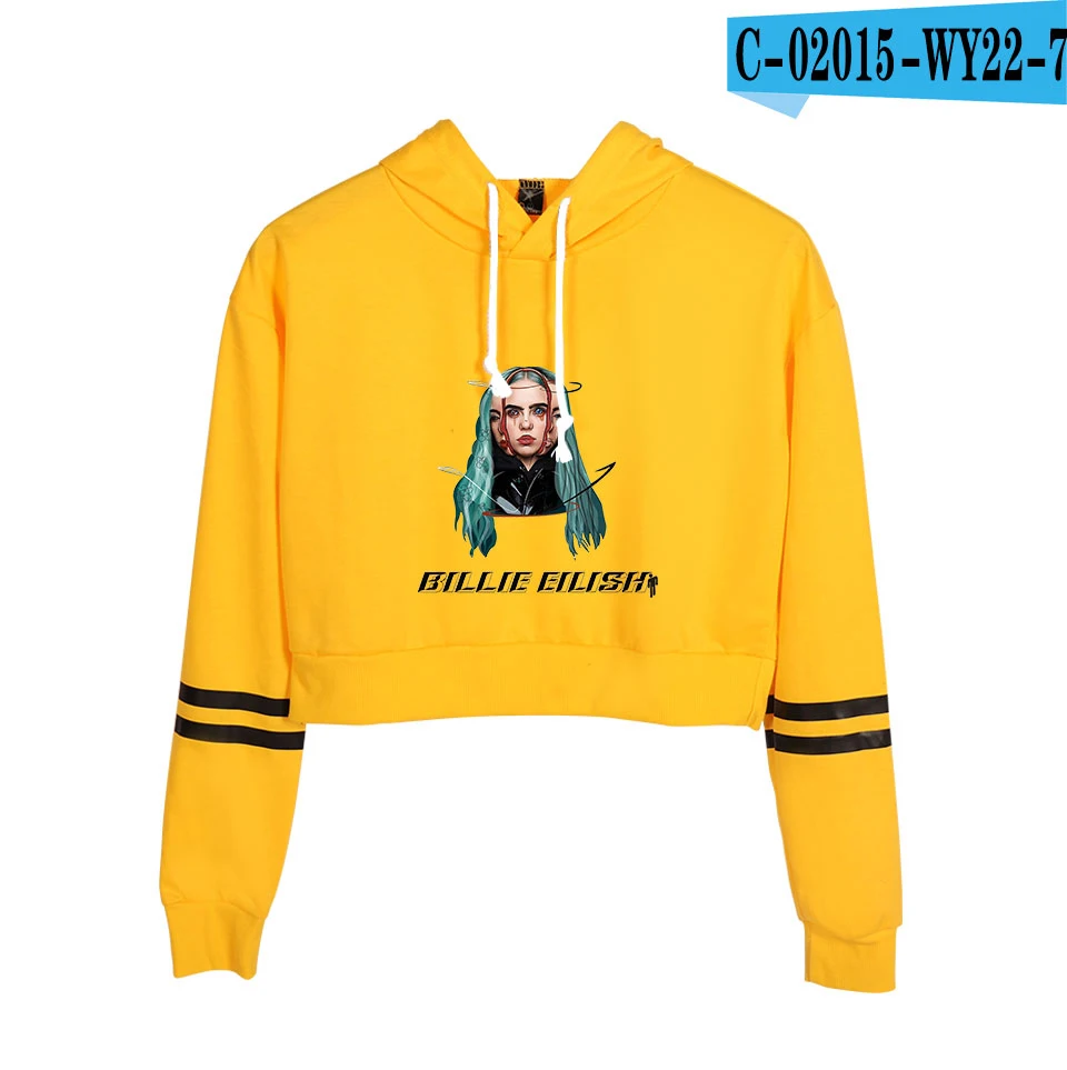 Billie Eilish 20th Century Tour модные пуловеры Толстовка Повседневная Популярная Милая крутая Спортивная Толстовка Kpop с пупком - Цвет: yellow