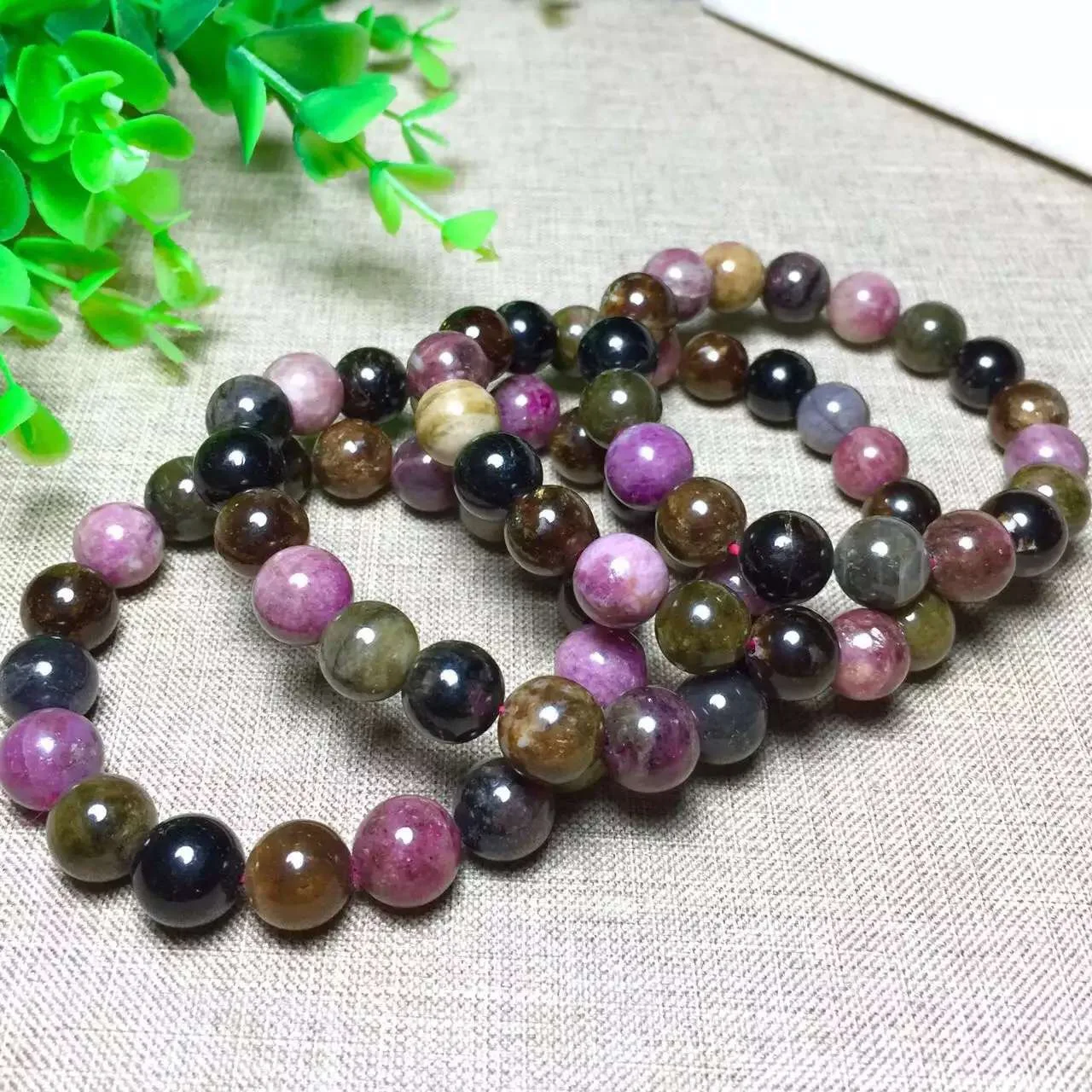 

Tourmaline round Beads Bracelets Color Colorful Condition Good-