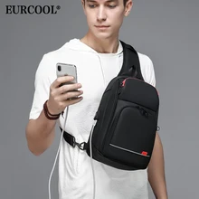 EURCOOL 9," iPad сумка через плечо для мужчин короткая дорожная сумка-мессенджер водоотталкивающая зарядка через usb нагрудная сумка n1906