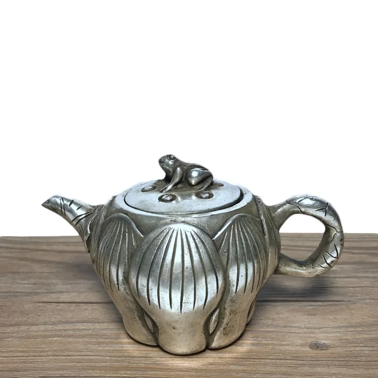 China Exquisite Pure Brass Dragon Tortoise Turtle Phoenix Bird Flagon Teapot