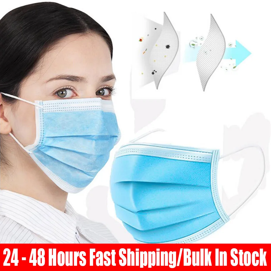 

Unisex 3-Layers Non-woven Face Masks Anti Dust Mouth Nose Cover Anti Bacterial Anti-fog and haze Masks for Men Women