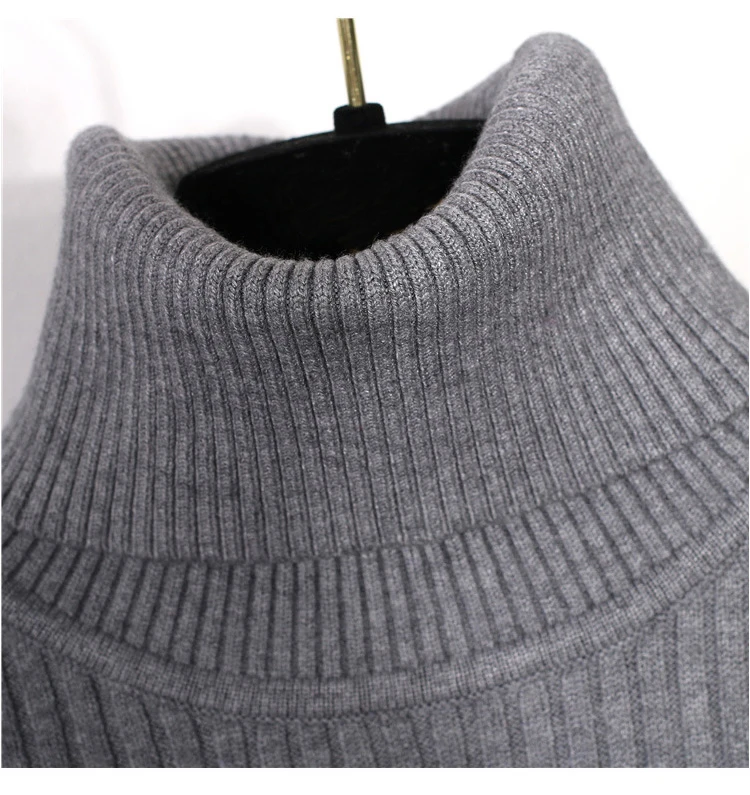 Высокоэластичный осенне-зимний свитер с высоким воротом, тонкий джемпер, Теплый Женский вязаный пуловер в рубчик, свитер, Прямая поставка