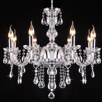 

Hot 8 Bulbs Modern European LED Candle Crystal Chandelier Light Lighting Lamp Modern Fixture Dining Room Living Room 38