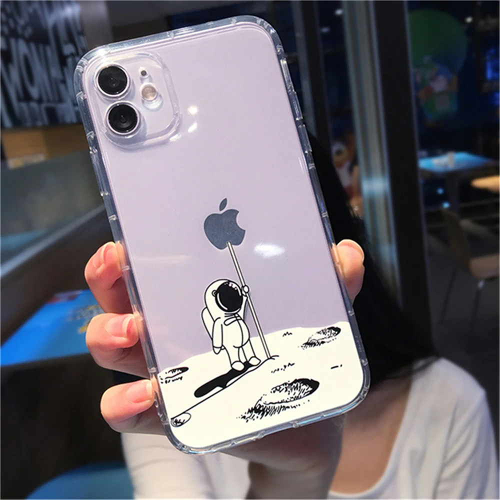 iphone 13 pro max case leather Lovebay Fashion Astronaut Space Transparent Phone Case For iPhone 12 Mini 13 11 Pro Max X XR XS Max 7 8 Plus Soft TPU Back Cover iphone 13 pro max wallet case
