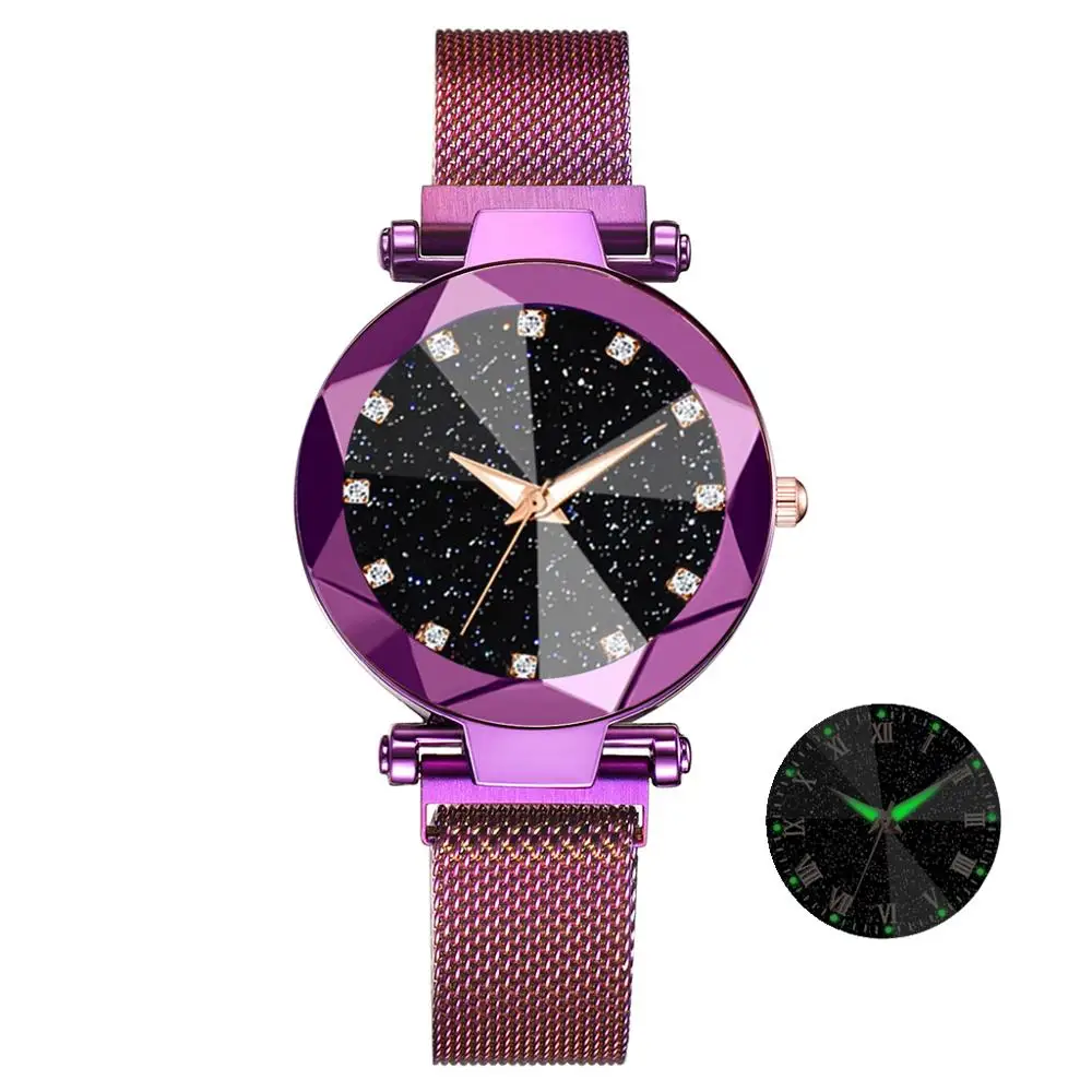 Магнитные звездное небо женские наручные часы для женщин Топ Бренд роскошные часы розовое золото relogio feminino женские часы reloj mujer - Цвет: 3266 Purple