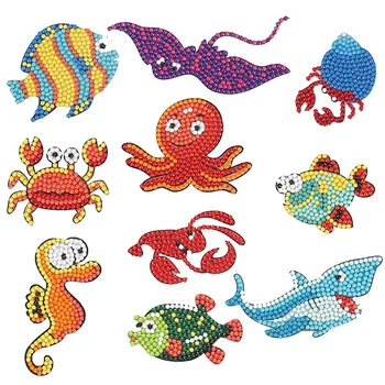 

5D Diamond Painting Stickers Kits For Kids And Beginners Skill Level Diamond Embroidery (Fish Serial)