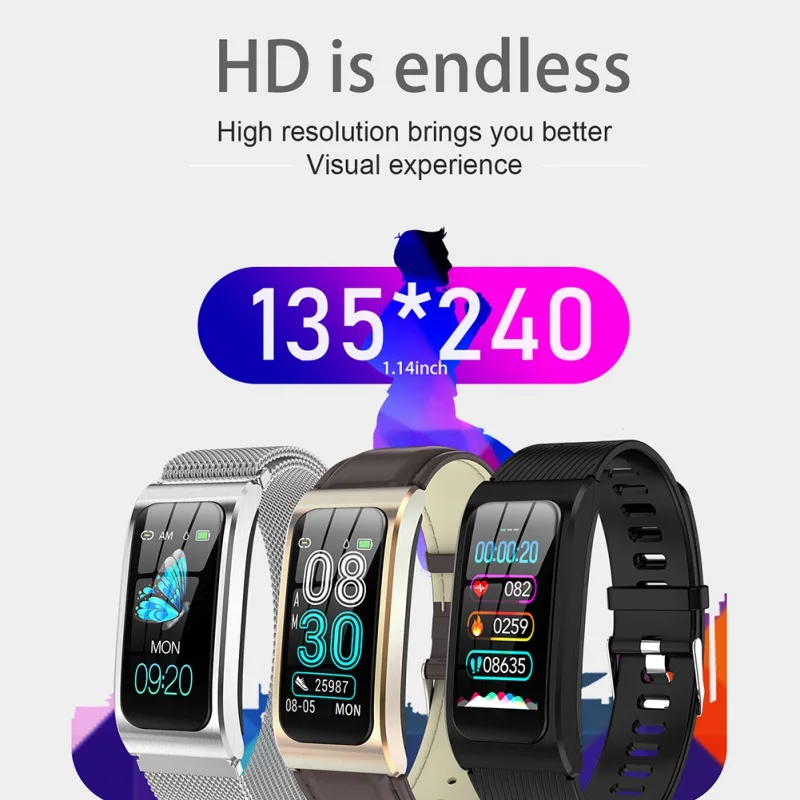 

AK12 Smart Bracelet Colorful Screen Waterproof Watch Sphygmomanometer Menstrual Monitor Running Sports Bracklet