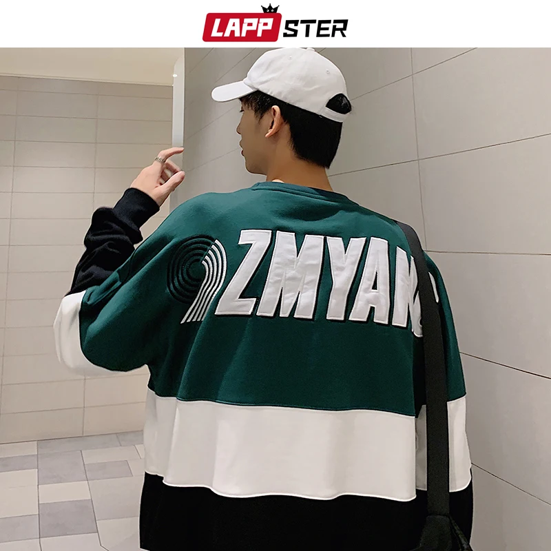 LAPPSTER мужские толстовки Харадзюку Kpop Пуловер Мужская s Японская уличная одежда с О-образным вырезом с капюшоном парная цветная одежда в стиле хип-хоп