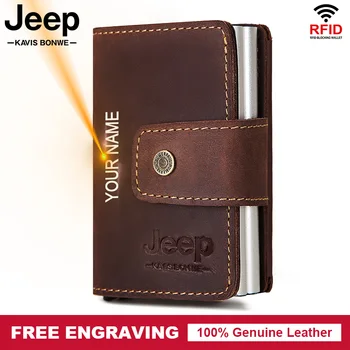 

Free Engraving Rfid Cowhide Leather Business ID Card Case Male Credit Card Holders Mini Male Coin Purse Automatic Card Wallets