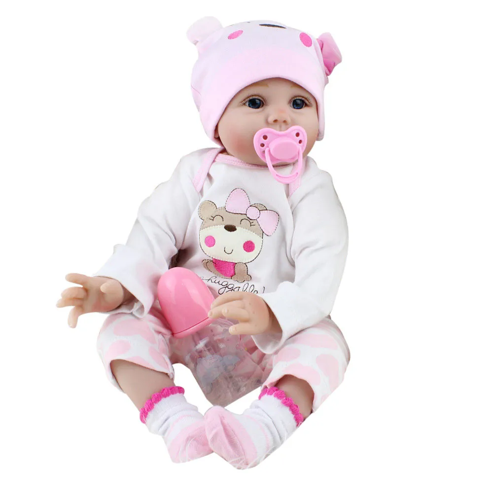 Lifelike Reborn Baby Doll 55cm Silicone Newborn Soft Doll Kids Girl Playmate Birthday Gift Merry Christmas Cute Baby Doll M850 - Цвет: 55cm Doll