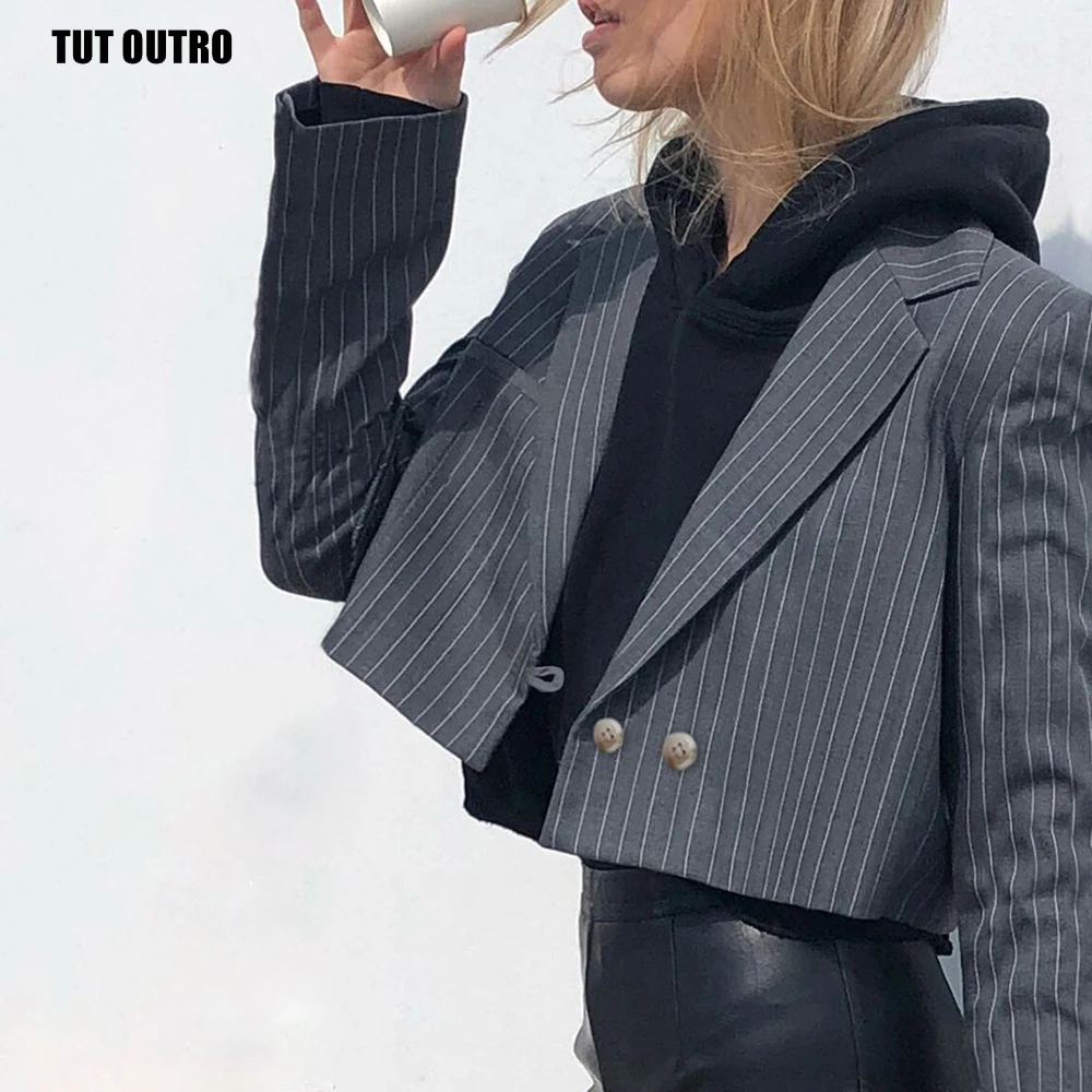 Тонкая Классическая полосатая Женская куртка на одной пуговице, блейзер, повседневный приталенный воротник, женские костюмы, пальто, Блейзер, Femme S141
