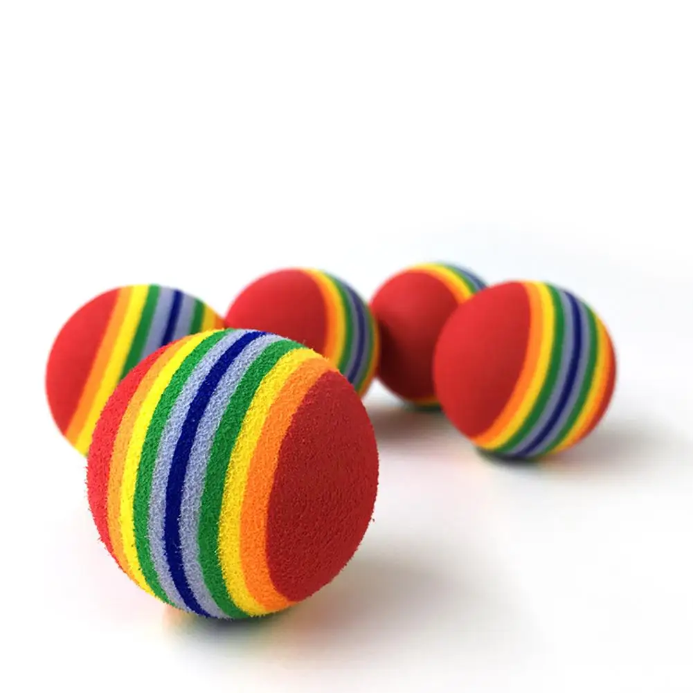 Funny Pet Dog Puppy Cat Rainbow Striped Super Q Stripe Rainbow Ball Foam Ball Chewing Interactive Ball Teething Toy