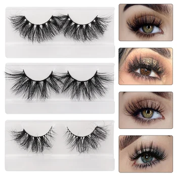 

1 Pair 100% 3D Mink Hair 25/27 mm False Eyelashes Long Wispies Multilayers Fluffy Eyelashes Handmade Eye Makeup Tools