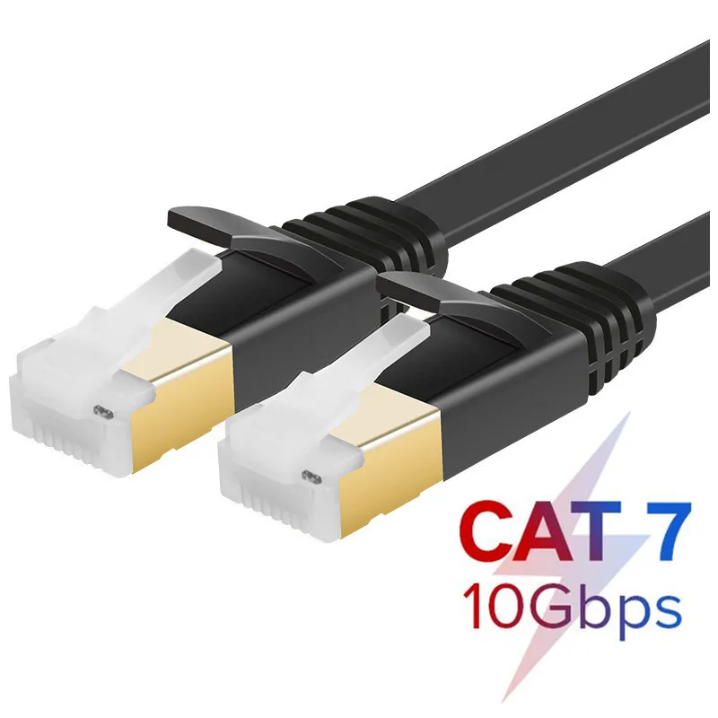2M CAT7 RJ45 Network Ethernet SSPT 10Gbps Gigabit LAN Patch PC Modem Flat Cable 