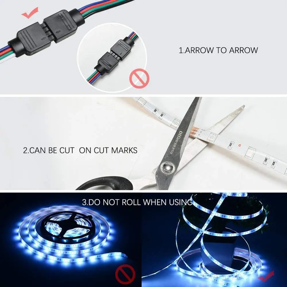 5050 32,8 футов(10 м) 300 светодиодов RGB 30 светодиодов/м с 12 В постоянного тока и 44 клавишным ИК-контроллером для телевизора, спальни, кухни