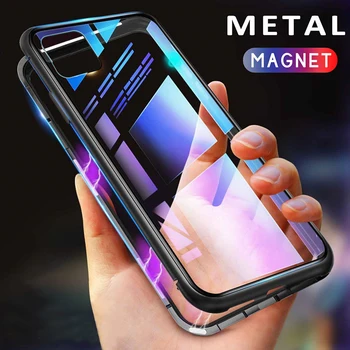 

Case For iPhone 11 Pro Privacy Magnetic 360 Degree Metal Cover,Tempered Glass for iPhone 11 Pro Max