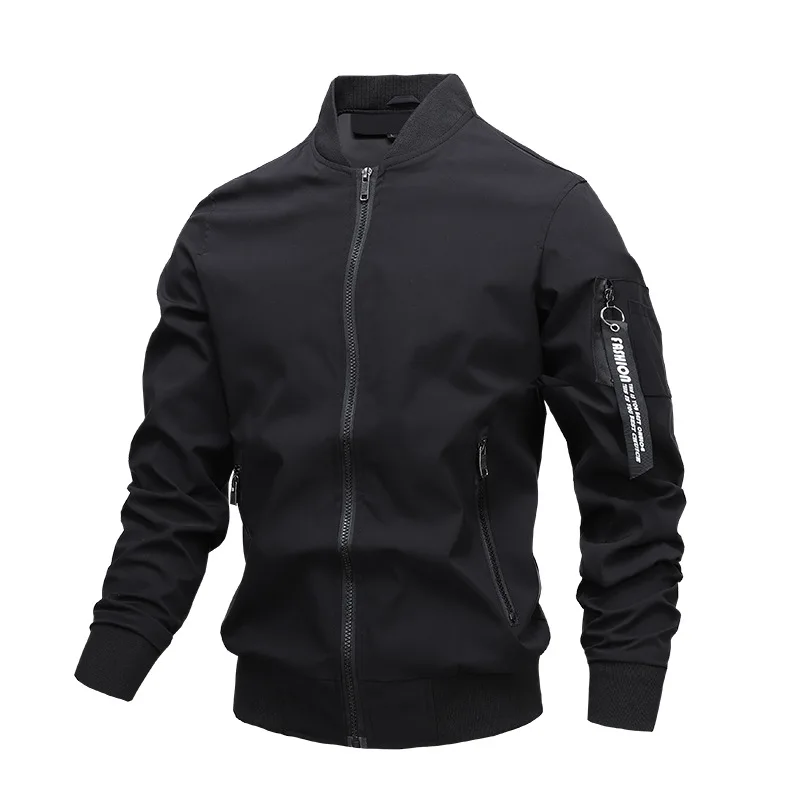 

New Autumn Mens Jackets Casual Male Jackets Coats Long Sleeve Bomber Jackets Men Korean Style Solid Color Jackets with Pocket