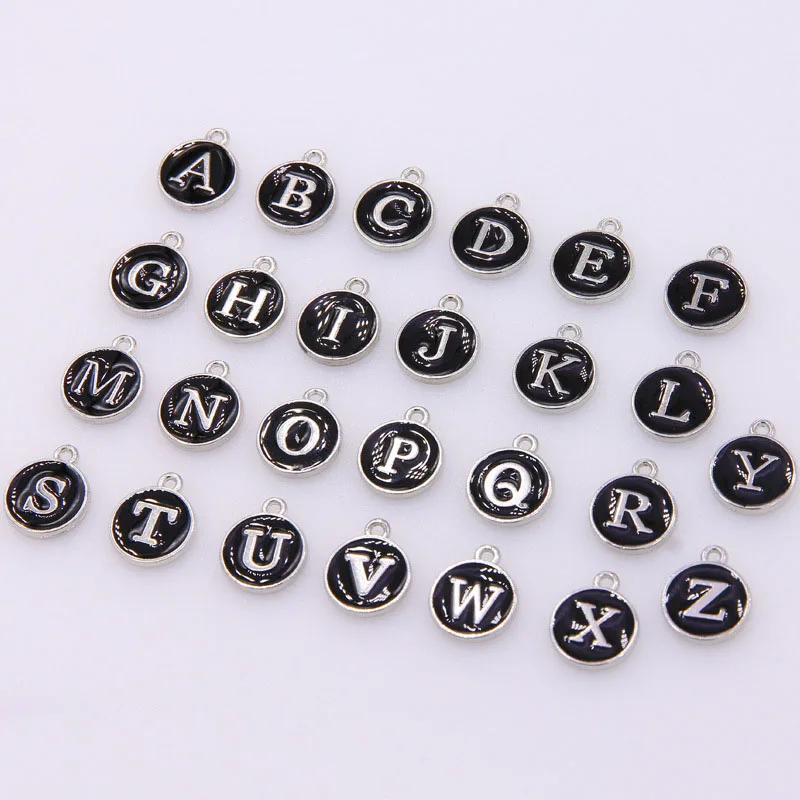 2 sets (52 pcs) Alphabets Charms,Double Sided Oil Filled English Letter  Charms For Bracelets,Black,White,Blue,Pink,Champagne - AliExpress