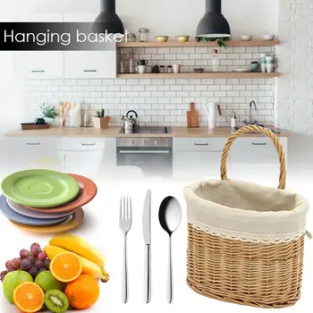 

Kitchen Fruits Hanging Storage Basket Handmade Wicker Basket Flower Pot Storage Baskets Laundry Baskets Home Storage Accessories