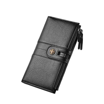 

New Men's PU Leather Long Wallet Retro Handle wallet tide Horizontal Mobile phone bag wallet Fashion